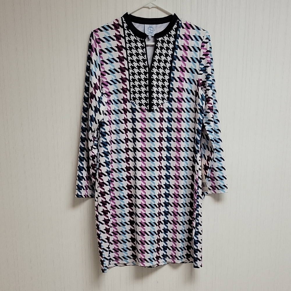 Tracy Negoshian Black & White Houndstooth Brenda Dress Medium New coastal grandm